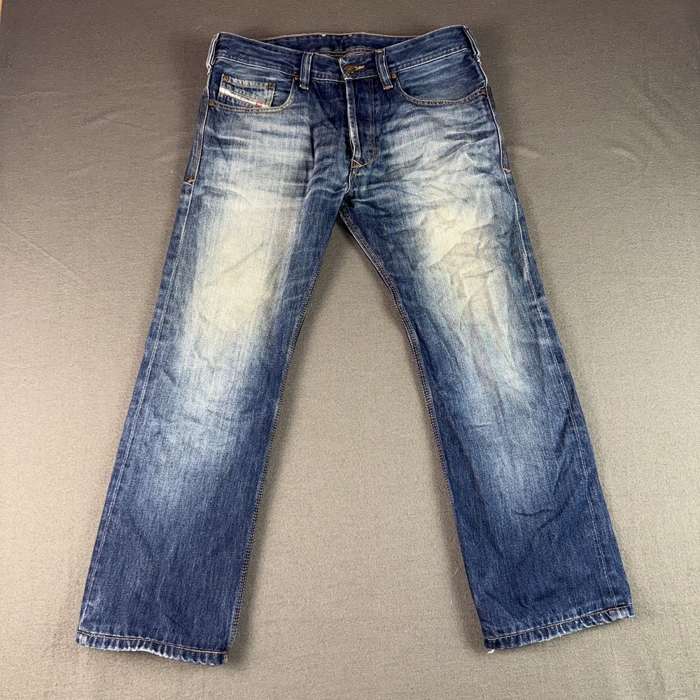 Mens Diesel Koffha Button Fly Jeans Blue Straight Leg Size 32x27